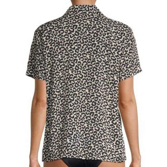 Solid‎ & Striped Top Short Sleeve Button Up Cabana Leopard UPF UV Protection XL - Picture 2 of 4